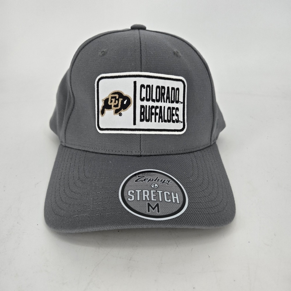 Zephyr Colorado Buffaloes Hat Stretch Fit M Gray White NCAA Cap NWT Sticker CU